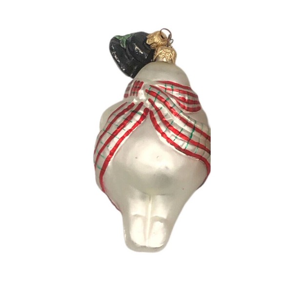 Set 2 HTF VTG Dept 56 Snowman Dangle Hat Mercury Glass Christmas Ornament Poland - Picture 7 of 7